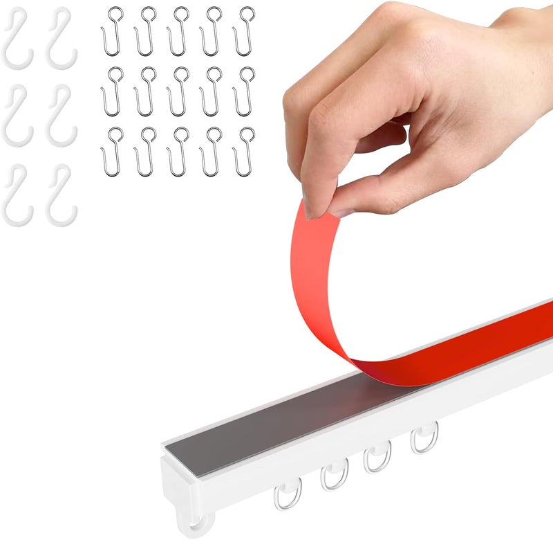 gonnrly Adhesive Ceiling Curtain Track, Paste Type No Need to Drill, Suitable for Smooth Ceiling or Wall, Closets, Door and Window Frames, Meet Multi-Scenario and Multi-Functional Needs-1.66M/5.45FT - Image 1